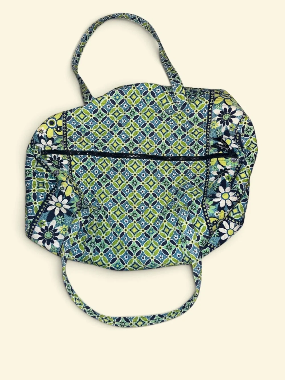 Vera Bradley Tote Duffle Bag Turquoise Blue Lime Green